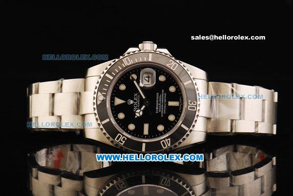 Rolex Submariner Swiss ETA 3135 Movement Full Steel with Ceramic Bezel and Black Dial - Click Image to Close